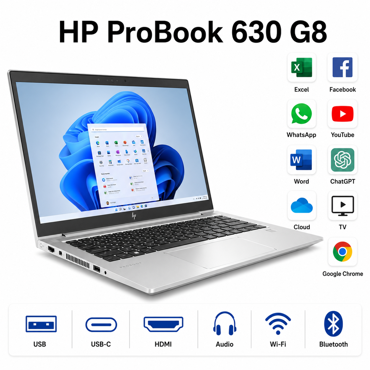 HP ProBook 630 G8 i5 16GB 256GB SSD Windows 11 13,3" FHD Laptop Biznes