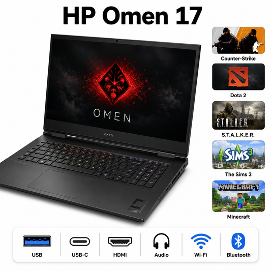 HP Omen 17 i7-9750H 12GB RAM 512GB SSD GTX1660Ti 17,3 FHD Windows 11,wydajny laptop