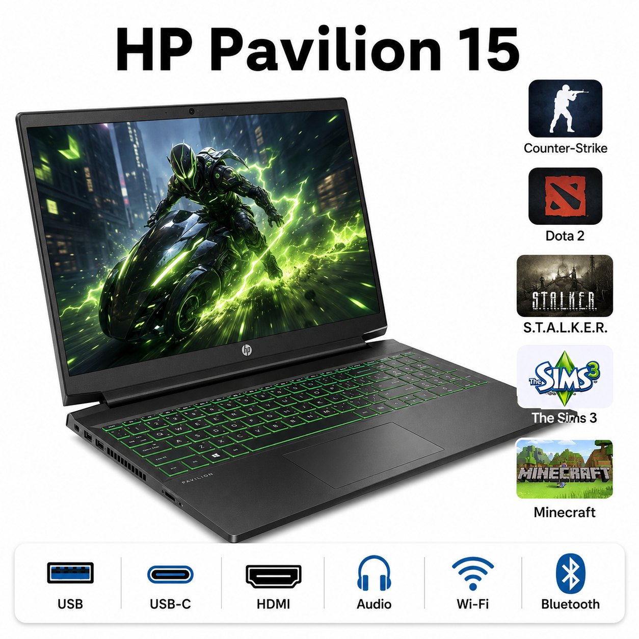 HP Pavilion 15 15,6" FHD Ryzen 7 4800H GTX1650Ti 12GB RAM 512GB SSD